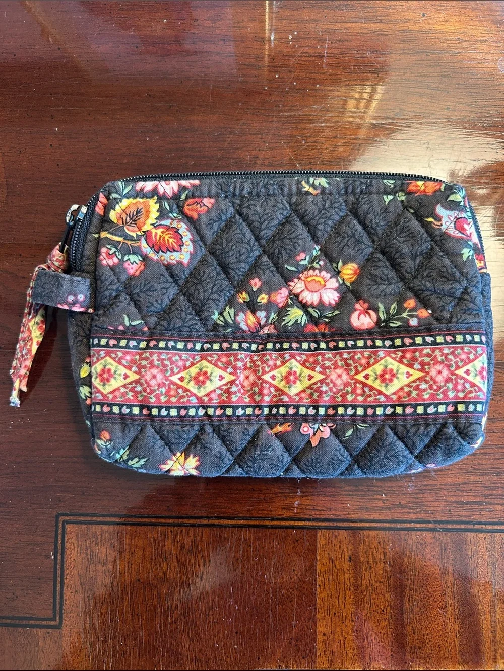 Vera Bradley Chocolat (2003) Small Zipper Pouch, Lined